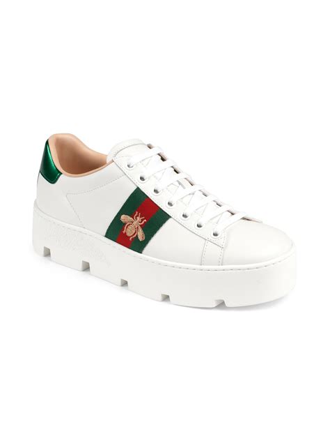 gucci bee sneakers white|Gucci new ace platform sneakers.